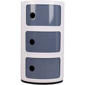 Round Beside Table Filling Cabinet Chest Unit Stockable - White Grey / 3 by Livingandhome