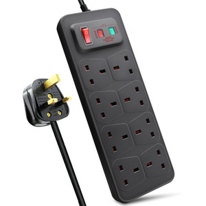 8 Gang Switched Surge-Protected Extension Lead - Black / 2m by ExtraStar