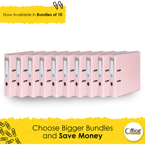 10x A4 Large 75mm Lever Arch File Folder Metal Edge Stationery Document Archive - Pastel Pink by Office Centre.direct