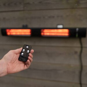 3kW Dual Electric Patio Heater IP44 Remote Control - Black by Primrose