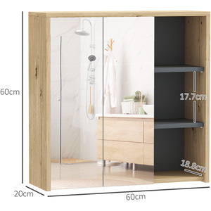 HOMCOM Bathroom Wall Mounted Mirror Cabinet Natural by HOMCOM