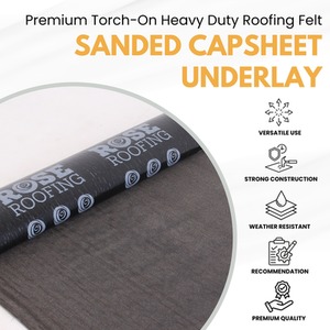 Premium Torch on Heavy Duty Roofing Felt Mineral Capsheet SBS Bitumen Membrane - Black by NOVECRAFTO