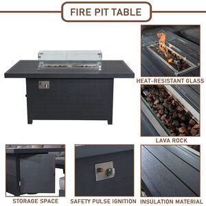 8 Seater Garden Corner Sofa Set with Fire Pit - Grey by Furniture One