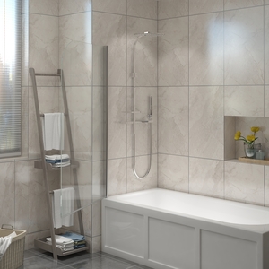 Bath Screen Pivot Bath Shower Easy Clean Reversible Panel - Chrome