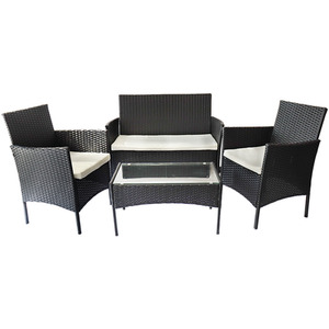 4pc Rattan Sofa Garden Furniture Set - Black by Bigzzia