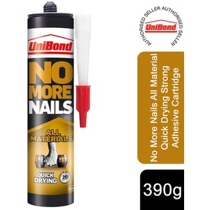 UniBond No More Nails All Material Quick Drying Strong Adhesive Cartridge, 390g - Adhesive Cartridge / 390ml by UniBond
