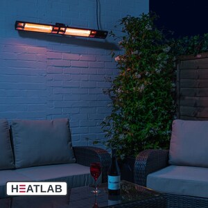 3kW Dual Electric Patio Heater IP44 Remote Control - Black by Primrose