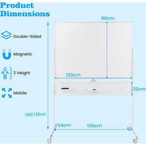 Magnetic White Board with Pegboard - White by Costway