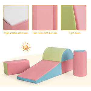 5-Piece Foam Baby Climb and Crawl Activity Play Set - Pink by Costway