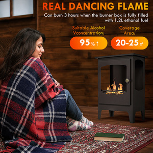 HOMCOM Freestanding Bioethanol Fireplace with 1.2L Tank and Flame Snuffer - Black by HOMCOM