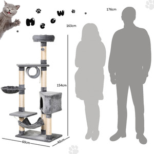 Pawhut Cat Tree Tower - Grey by Pawhut