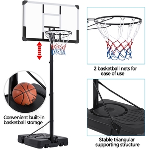 Height Adjustable Basketball Hoop Goal System - Black by Yaheetech