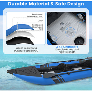 Inflatable Kayak Set - Blue by Costway