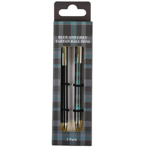 Pack of 2 Blue and Grey Tartan Pens