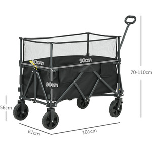 Outsunny 180L Folding Trolley on Wheels with Extendable Side Walls by Outsunny