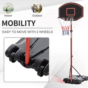 HOMCOM 200-250cm Height Adjustable Basketball Hoop - Black by HOMCOM