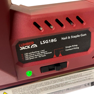 Lumberjack Cordless 20V Nail and Staple Gun Kit Fast Charger and 2Ah Battery - Red by Lumberjack