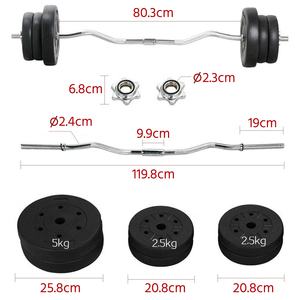 Barbell Weight Set for Strength Training - Black / 119.8cm / 25kg / 120cm by Yaheetech