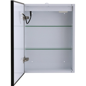 Fog-Free LED Mirror Cabinet with Shaver Socket - White + Black by Livingandhome