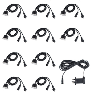 10 Pack IP67 Rated 40mm Cool White LED Round Decking Kitchen Plinth Lights Kit - Silver by ValueLights