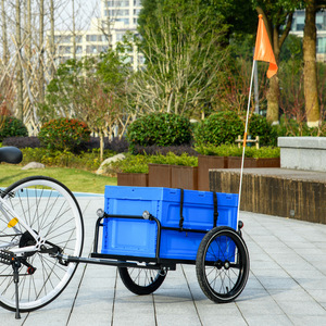 HOMCOM Bike Trailer with 65L Storage Box Foldable Steel Frame B71-062V00BU - Blue by HOMCOM