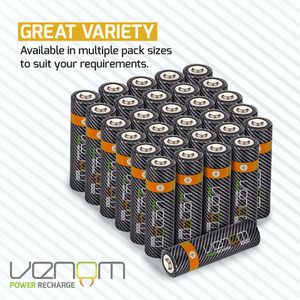 500mAh Rechargeable AAA Batteries (100-Pack) - Black by Venom