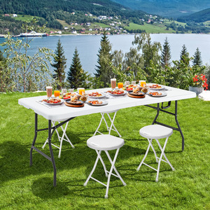 Utility Long Camping Table - White by Costway