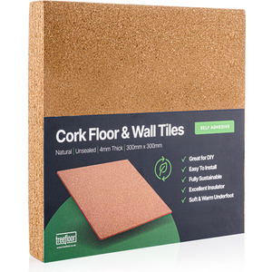 Pack Self-Adhesive Cork Tiles, Pack of 9 - Natural wood by Treefloor