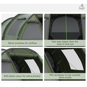 Outsunny Camping Tent with 2 Rooms for 3-4 Persons by Outsunny