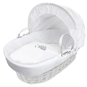 Sleepy Little Owl White Wicker Moses Basket - White by Kinder Valley