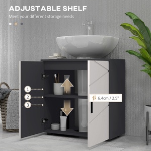 kleankin Pedestal Sink Cabinet with Shelf Light Grey - Light Grey by kleankin