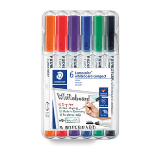 Pack of Six Lumocolor Whiteboard Pens by Staedtler