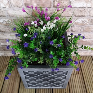 Small Lazio Square Grey Pewter Garden Planter - Grey by Samuel Alexander