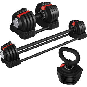 3 In 1 Quick Adjust Dumbbell Weight Set with Anti Slip Handle - Black / 18kg by Yaheetech