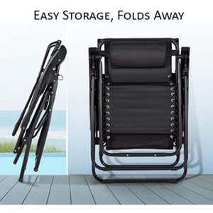 2x Zero Gravity Sun Loungers with Canopy and Drink Holder - Black by Garden Mile