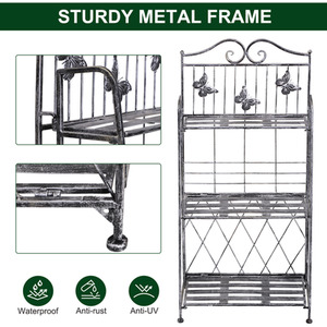 Outsunny 3 Tier Metal Folding Plant Stand - Silver Grey by Outsunny