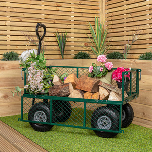 Heavy Duty Metal Garden Festival Cart Truck Trolley - Green by Samuel Alexander