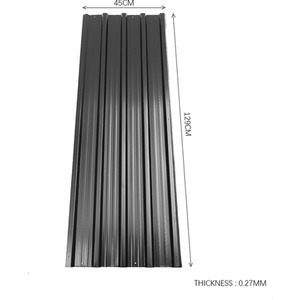 Set of 12 Steel Corrugated Sheets - Black by Livingandhome