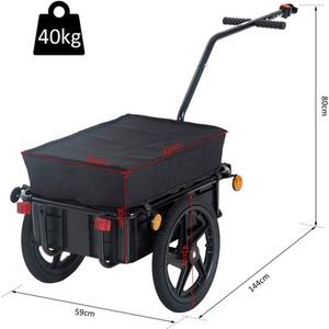 HOMCOM Bicycle Trailer With Towing Bar - Black by HOMCOM