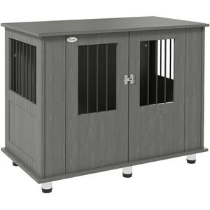 PawHut Dog Crate Furniture End Table for Dogs - Grey / 100cm / 55cm by PawHut