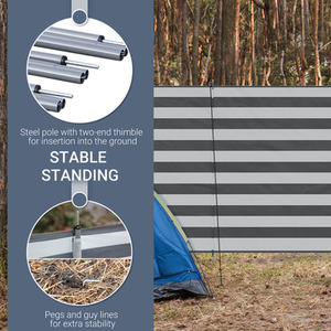 Outsunny Camping Windbreaks Beach Wind Shield Shelter - Grey and White by Outsunny