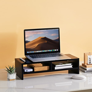 Desk Organisation Monitor Stand with Storage Shelf - Black by Livingandhome