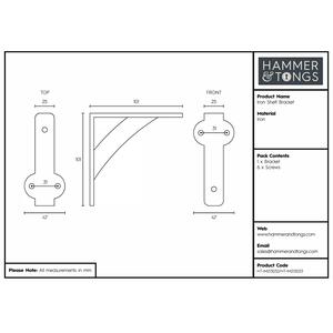 100mm Iron Shelf Bracket - Black by Hammer and Tongs