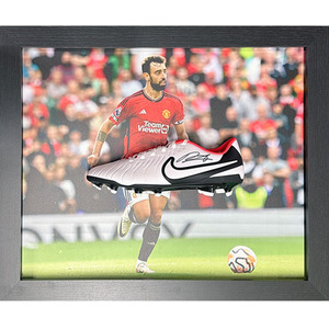 Bruno Fernandes Signed and Framed Manchester United Boot - White by Allstarsignings