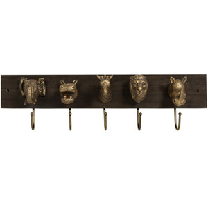 Rustic Safari Animal Hook Plaque - Brown