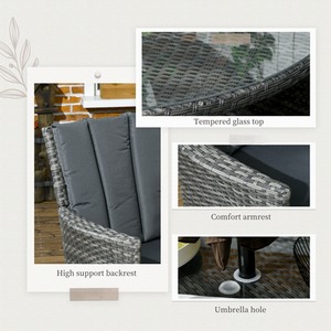 Outsunny 7-Piece PE Rattan Garden Furniture Set - Grey by Outsunny