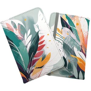 Coloured Abstrace Feather Leaves Passport Cover - Green by Warren Reed - Designer
