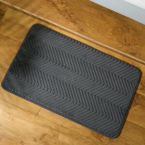 Chevron Embossed Non-Slip Bath Mat - Charcoal Grey by OHS