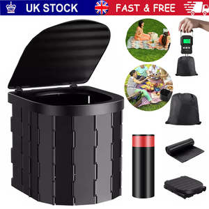 Folding Portable Outdoor Camping Travel Toilet - Black