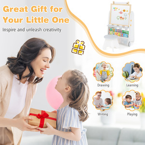 Toddler Easel with Stool - Grey by Costway